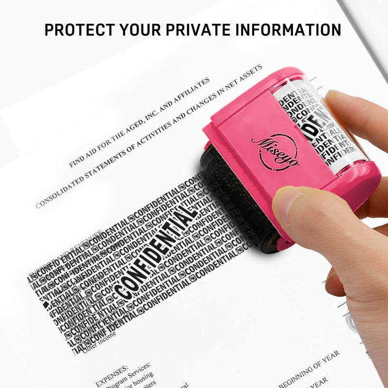 Miseyo Wide Roller Stamp Identity Theft Stamp 1.5 Inch Perfect for Privacy Protection - Peach - Image 3